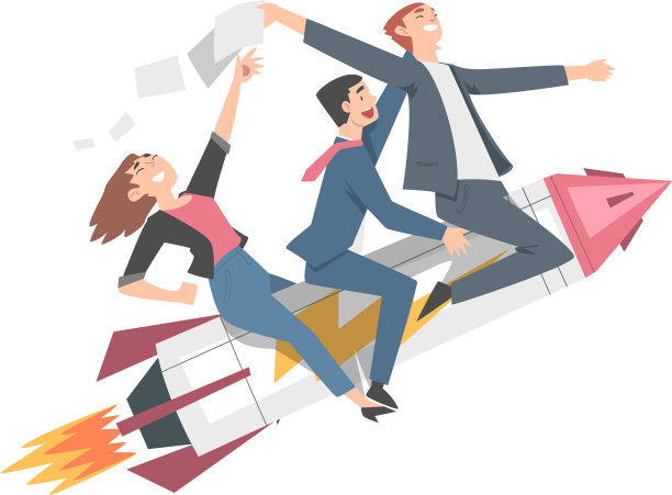 商业团队在火箭飞船上飞行图片下载