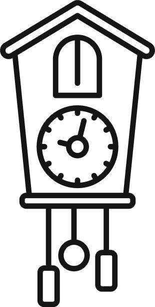 小木屋钟摆图标轮廓风格图片下载