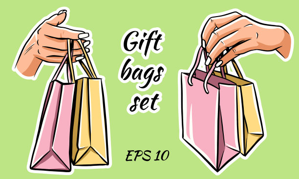 设置彩色空购物袋孤立图片下载