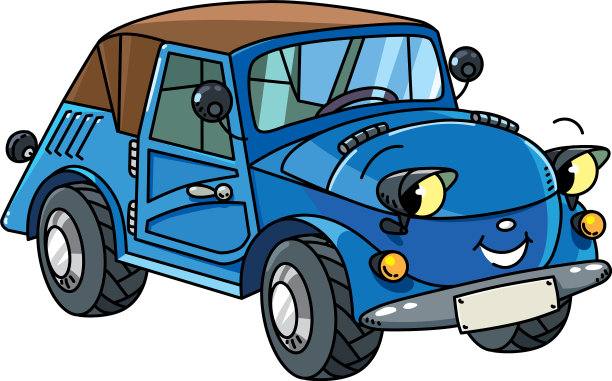 有趣的有眼睛和嘴巴的复古小车图片下载