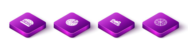 设置等距汉堡披萨玉米卷与玉米粉圆饼图片下载