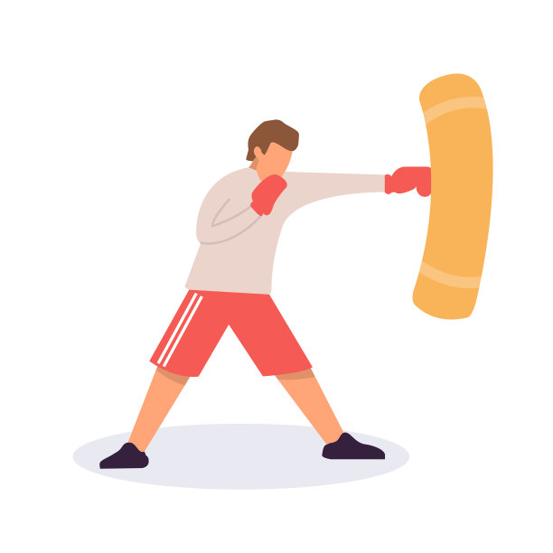 戴拳击手套和沙袋练习的男人图片下载