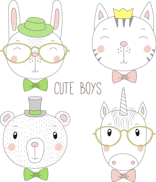 可爱动物男孩肖像图片下载