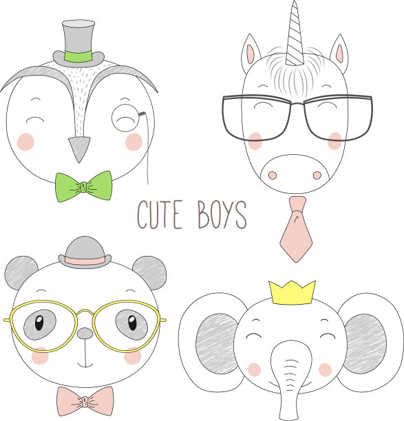 可爱动物男孩肖像图片下载