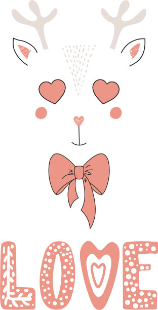 可爱的有着心形眼睛的驯鹿图片下载