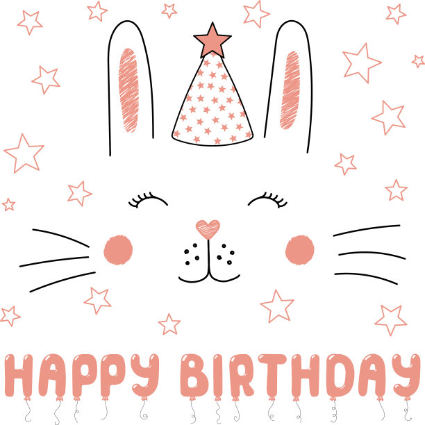 可爱的兔子戴着派对帽图片下载