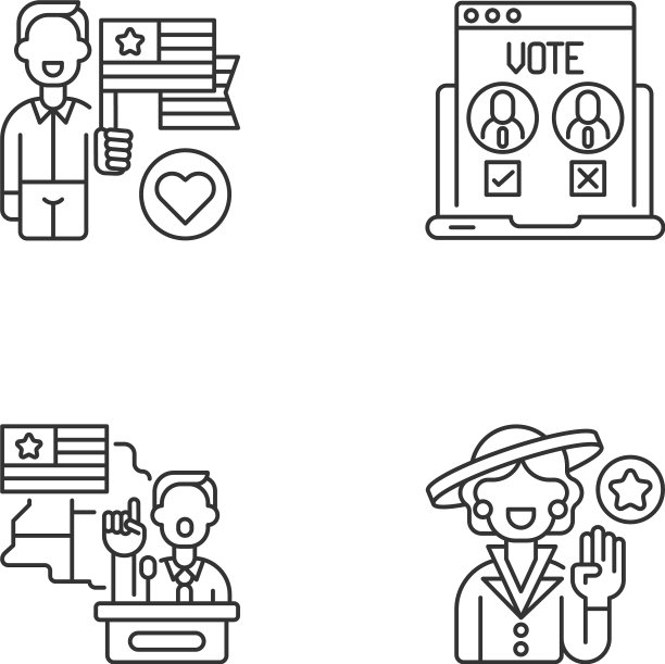 美国线性图标集图片下载