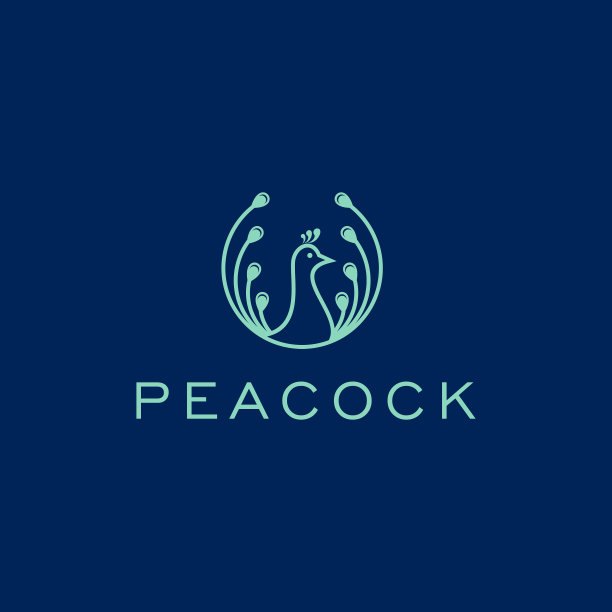 孔雀线标志设计模板图片下载