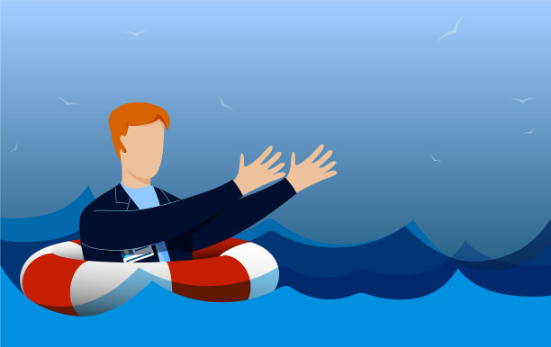 在公海上的救生圈上溺水的人伸展开来图片下载