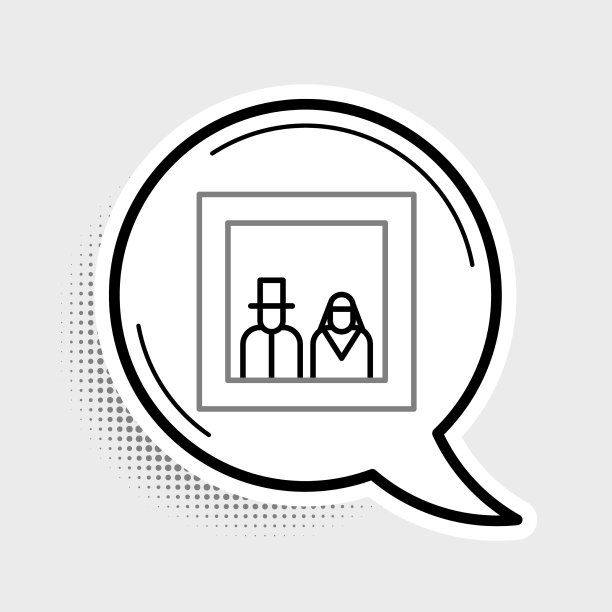 线家庭照片图标孤立在灰色背景图片下载