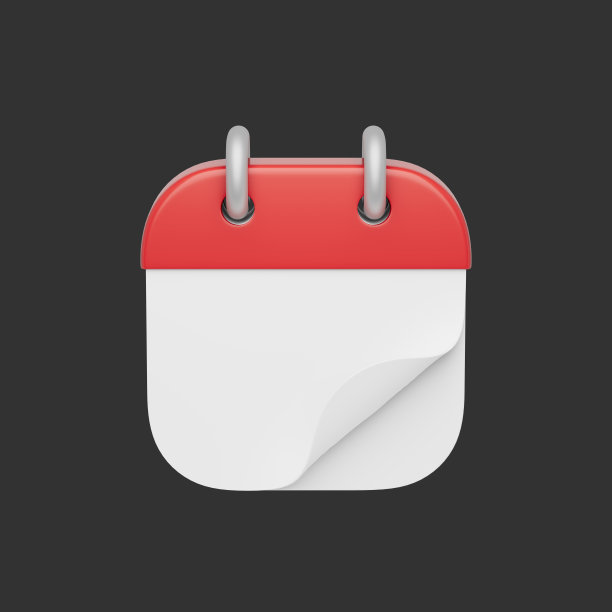 3d简单的日历图标孤立的插图在黑暗的背景。高质量的3d渲染。图片下载