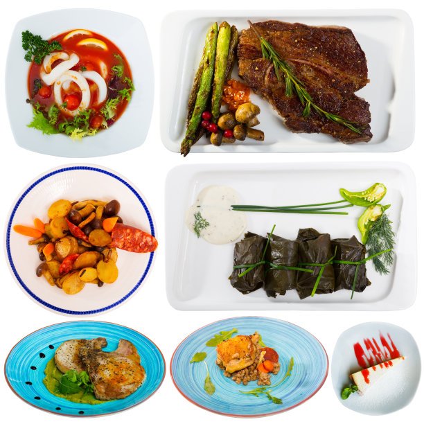 收集餐孤立在白色图片下载