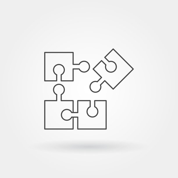 团队协作益智单孤立图标与现代图片下载