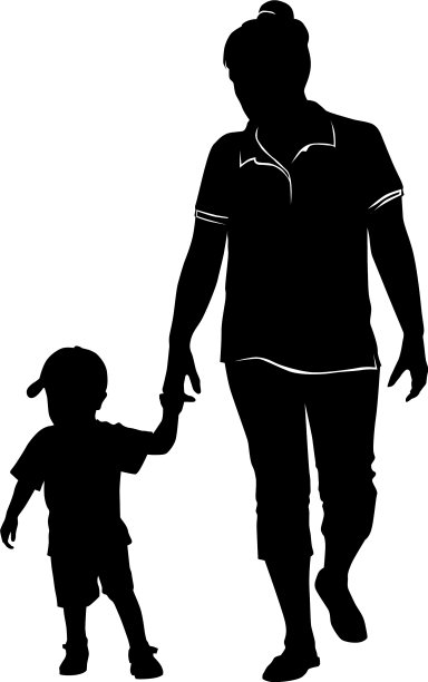 剪影妈妈走着一只手图片下载