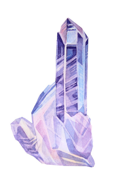 水彩矿物蓝色水晶钻石孤立在白色背景。手绘宝石冥想，办公用品，贴纸，速写本，卡片，庆祝，墙纸，包装图片下载