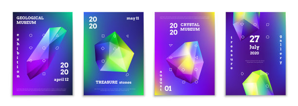 水晶抽象海报3d全息矿物图片下载