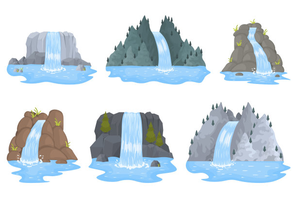 卡通河瀑布图片下载