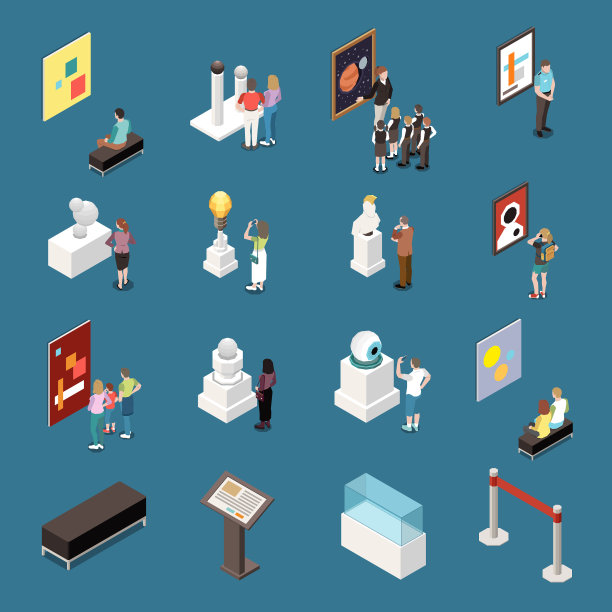 美术展览等角集图片下载