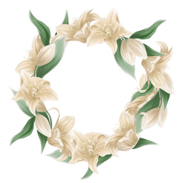 由百合花制成的圆形框架图片下载