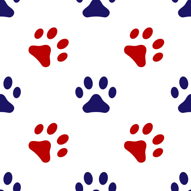 蓝色和红色的脚印一个动物猫的图标图片下载