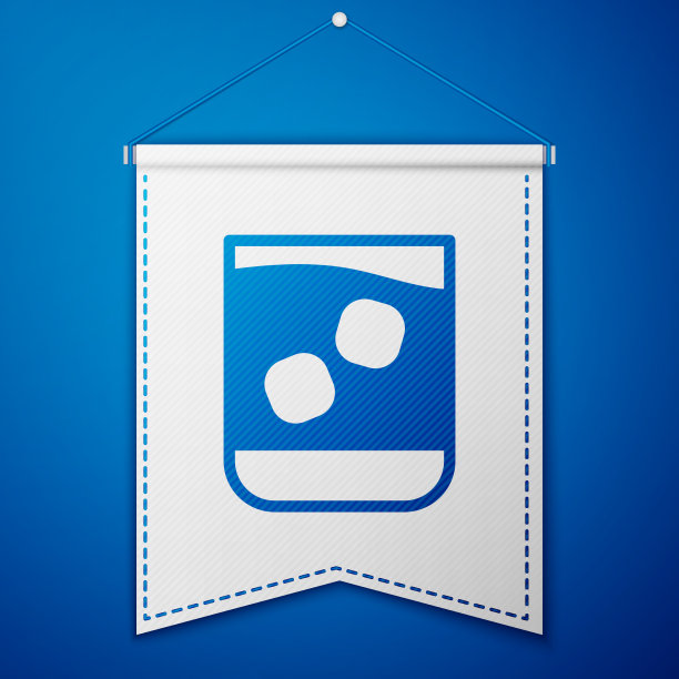 蓝色玻璃威士忌和冰块图标孤立图片下载