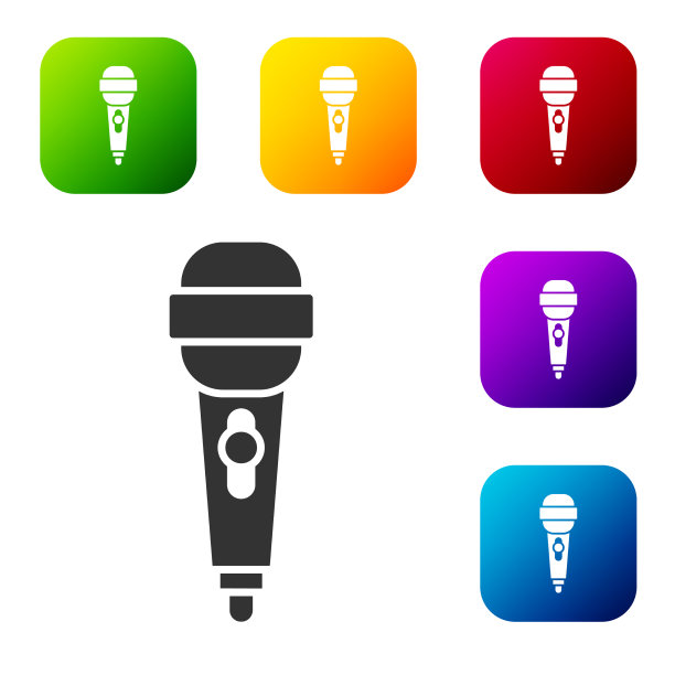 黑色麦克风图标隔离在白色背景图片下载