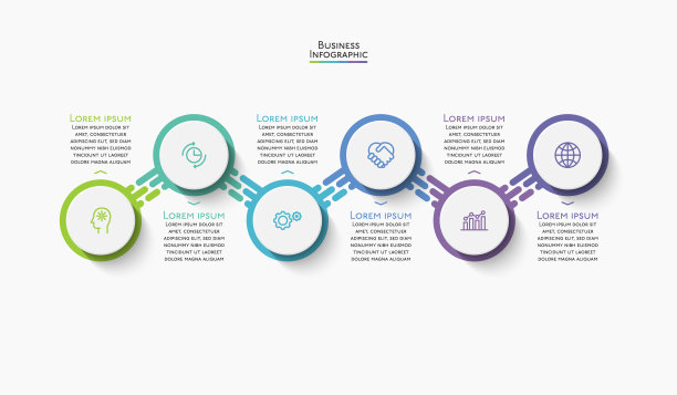 业务数据可视化。时间轴信息图图标设计为抽象的背景模板图片下载