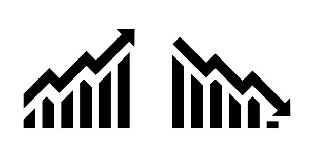 增长矢量图标，带上下箭头的图表图片下载