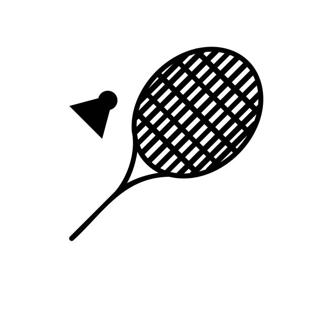 羽毛球器材的Silholuettes，球拍与羽毛球细线图标黑色。时髦的平面轮廓插图为:简单，标志，设计，应用程序，图形，设计，web, ui，用户体验。向量EPS 10。图片下载