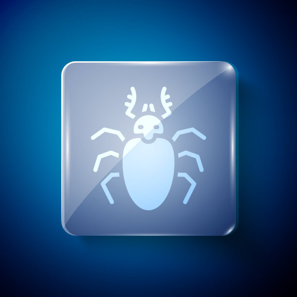 白色甲虫鹿图标孤立在蓝色背景图片下载