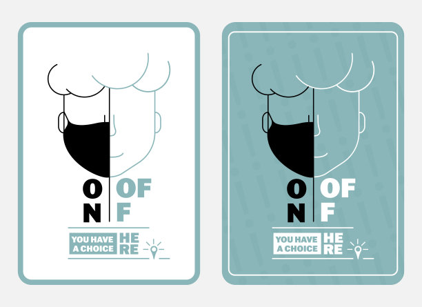 商业宣传海报或贴纸设计，以促进顾客自由进入商店和其他公共场所带或不带口罩。图片下载