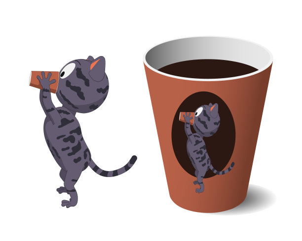 可爱的纸杯贴纸。图片下载