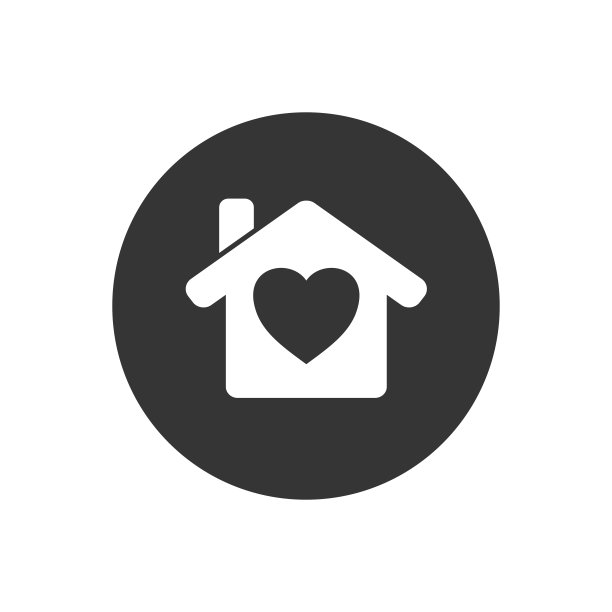 家与心白色图标矢量插图图片下载