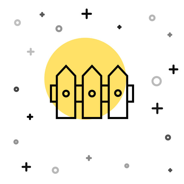 黑线花园栅栏木制图标孤立上图片下载