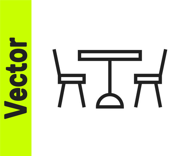 黑色线野餐桌子与椅子在两边图片下载