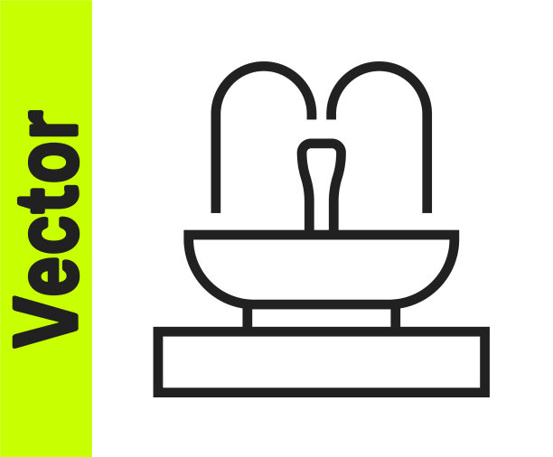 黑线喷泉图标孤立在白色图片下载