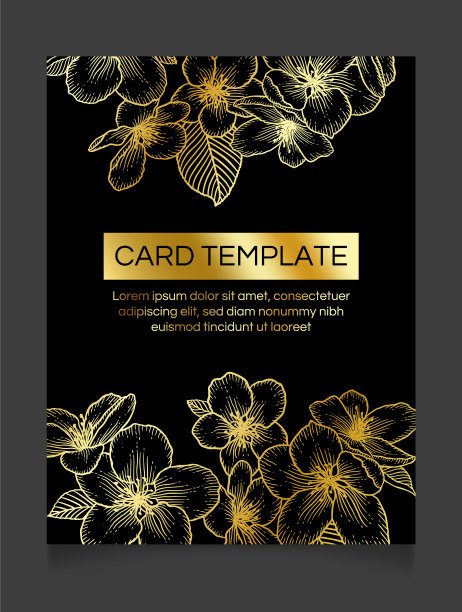 花型婚礼请柬暗金色优雅图片下载