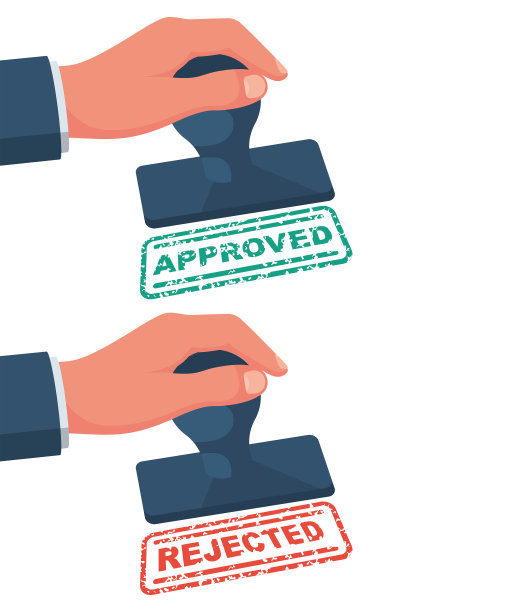 已批准的邮票和拒收邮票在商人手中图片下载
