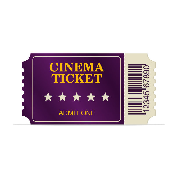 设计的电影票孤立在白色上图片下载