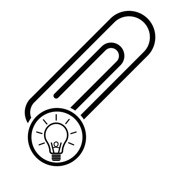 回形针与灯泡黑色隔离上图片下载