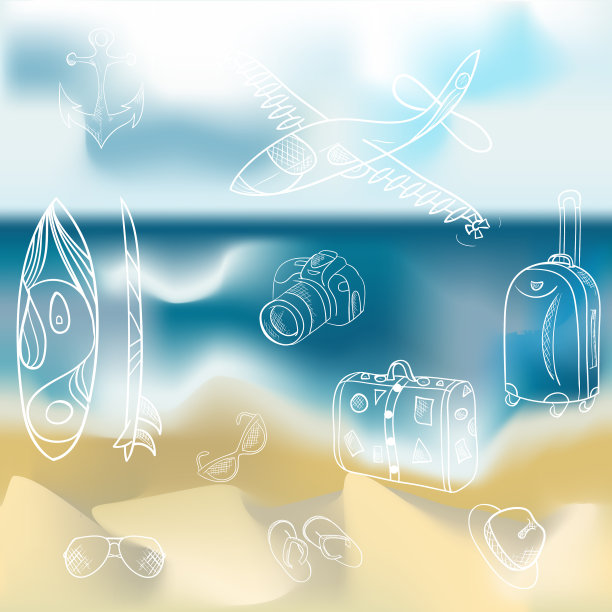 手绘集图标和暑假上图片下载