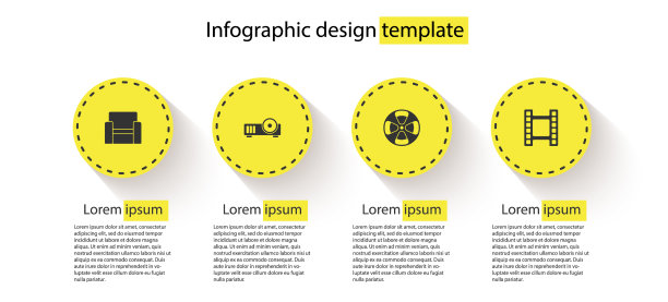 设置电影椅、媒体投影机、胶片卷和图片下载