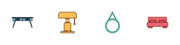 设置办公室书桌、台灯、镜子和大床图片下载