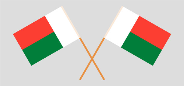 马达加斯加和马达加斯加的交叉旗帜图片下载