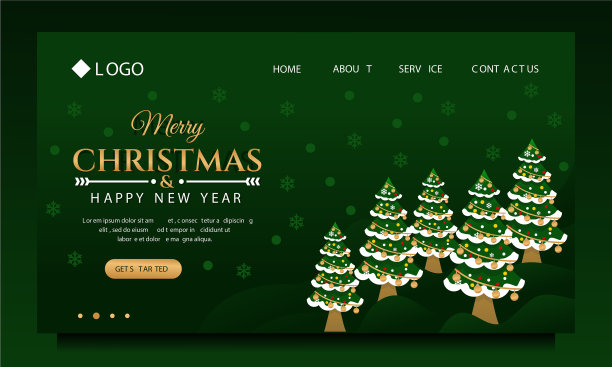 圣诞快乐和新年登陆页模板图片下载