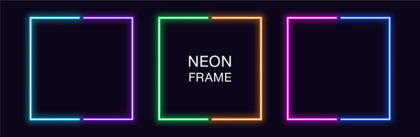 霓虹灯方框设置方形霓虹灯边框图片下载