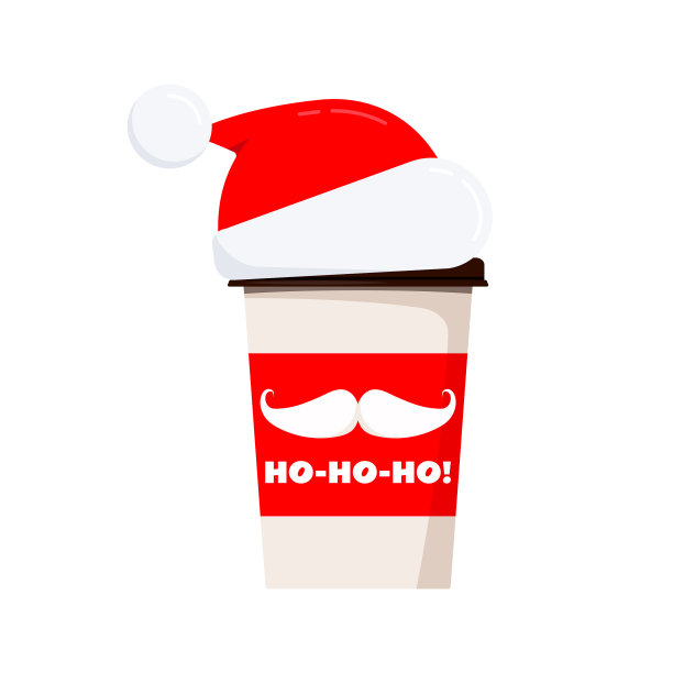 圣诞快乐，咖啡或茶杯装饰圣诞老人图片下载