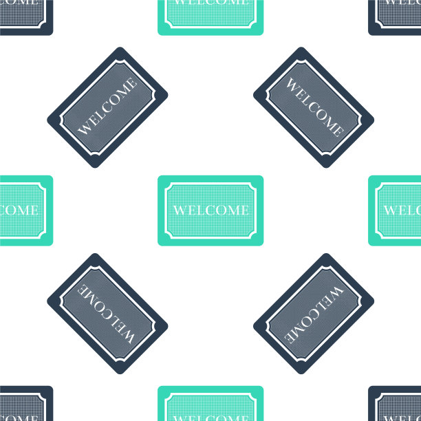 绿色门垫与文字欢迎图标隔离图片下载