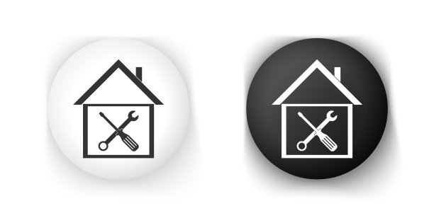 黑色和白色的房子或家庭用螺丝刀和图片下载