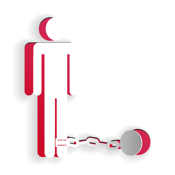 剪纸囚犯与球链上的图标图片下载